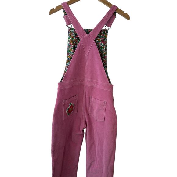 Boden Pink Corduroy Overalls Embroidered Flower Patches Kid Teen Size Age 13-14Y - Picture 9 of 16